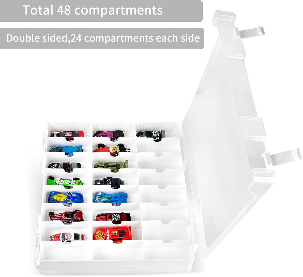 Double Sided Toy Storage Organizer Case Box Container Carrier 48 Compartments