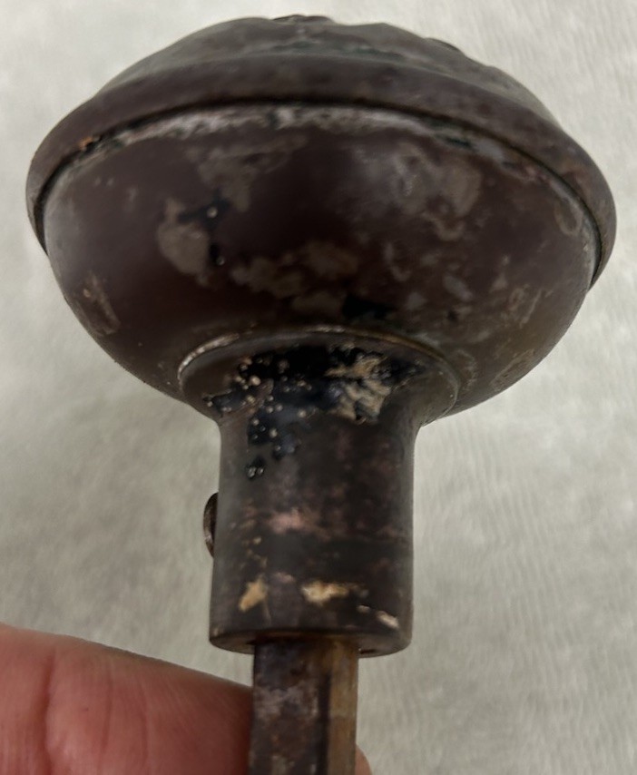 Antique Victorian Metal Door Knob Set With Mortise & Backplates