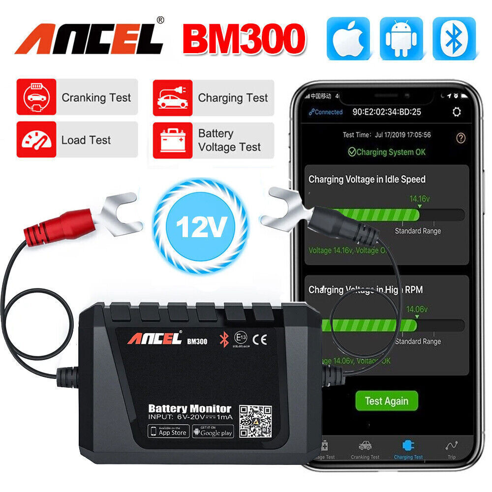 ANCEL BM300 Auto 12V Battery Tester Charging Cranking Analyzer For Android IOS