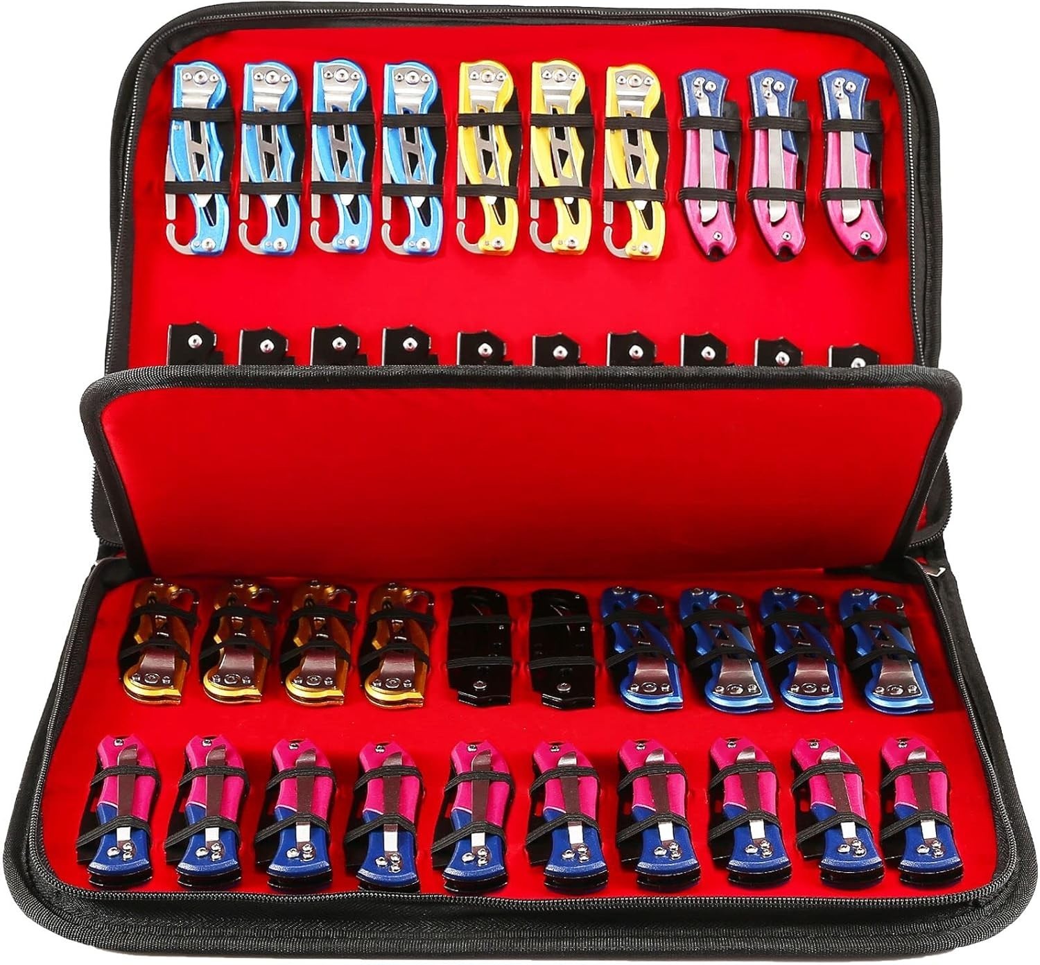 Knife Case Display Case Knife Storage 40 Slots Folding Holder Organizer Red