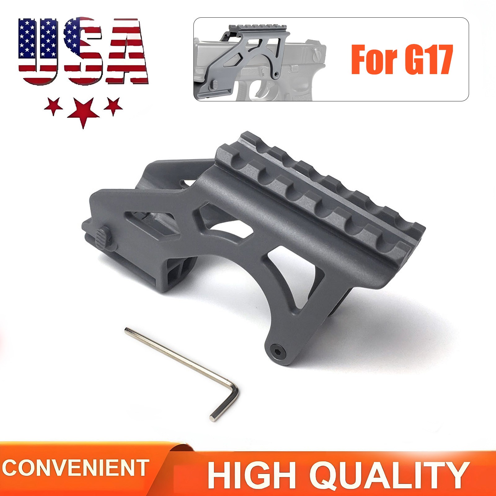 Tactical Scope Mount Picatinny Rail Mount for RMR Red Dot Sight Pistol Glock 17