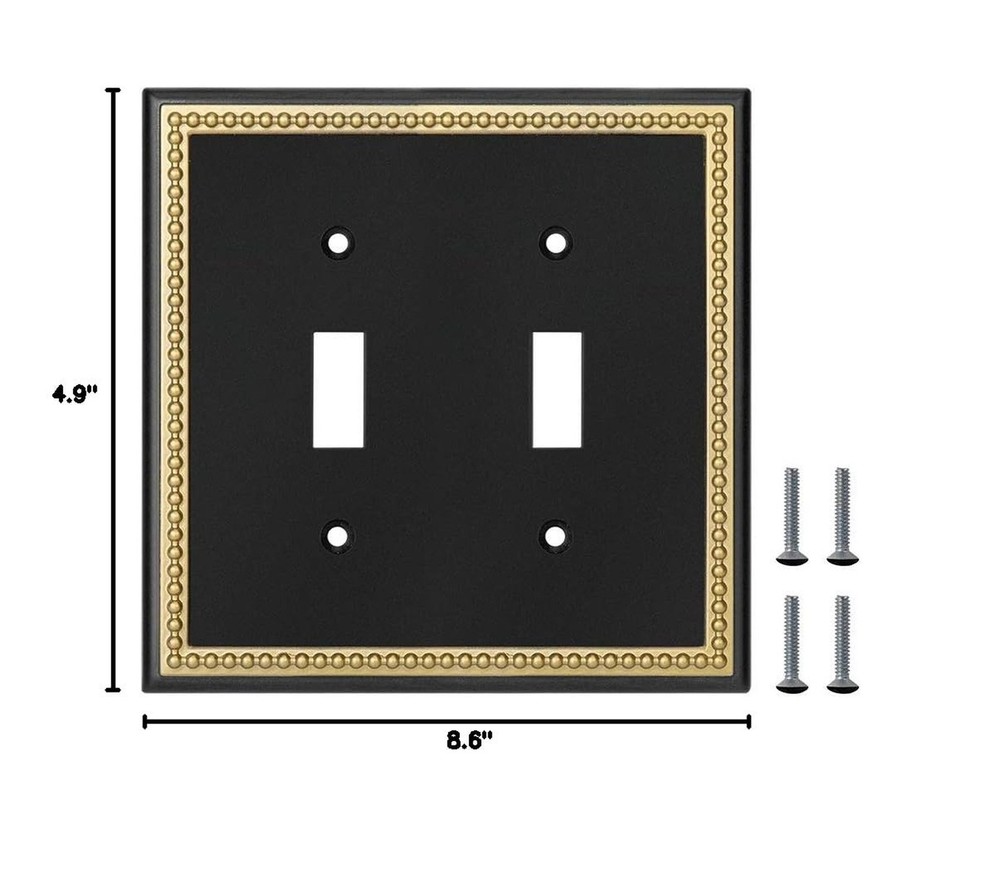 Pearled Frame Decorative Wall Plate Switch Plate Outlet Cover (Double Toggle,...