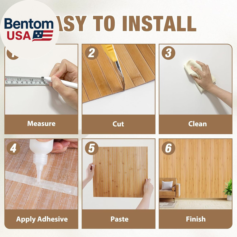 Natural Bamboo Wall Panel for Interior Wall Decor, Pole Wrap Wainscoting Interio