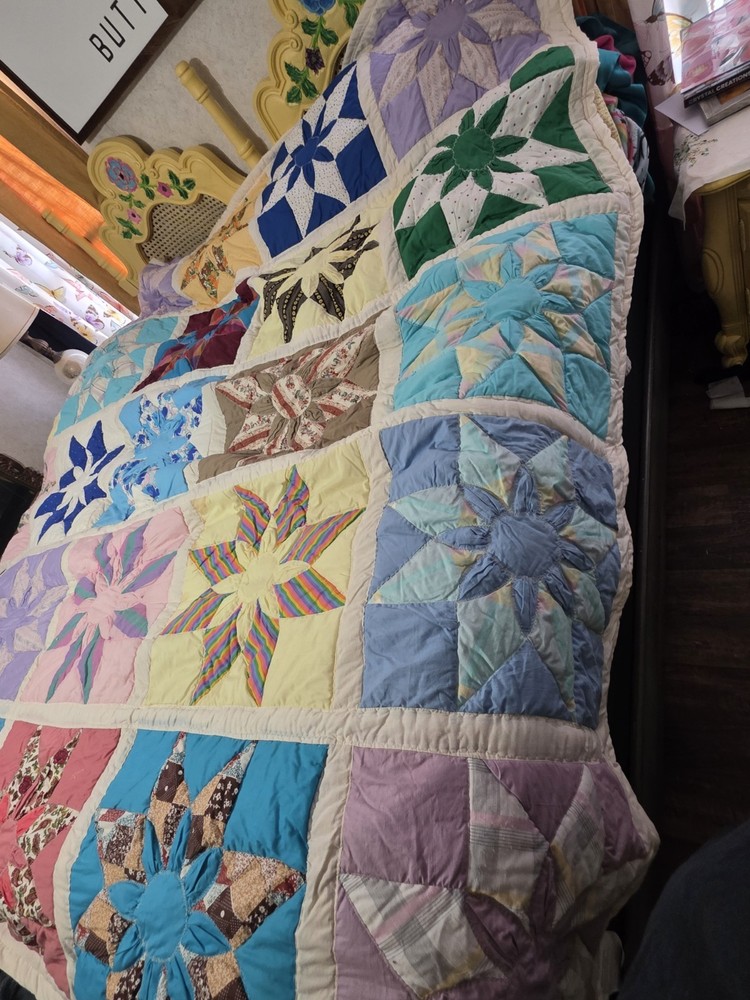 vintage handmade quilt featuring The Sunflower Pattern