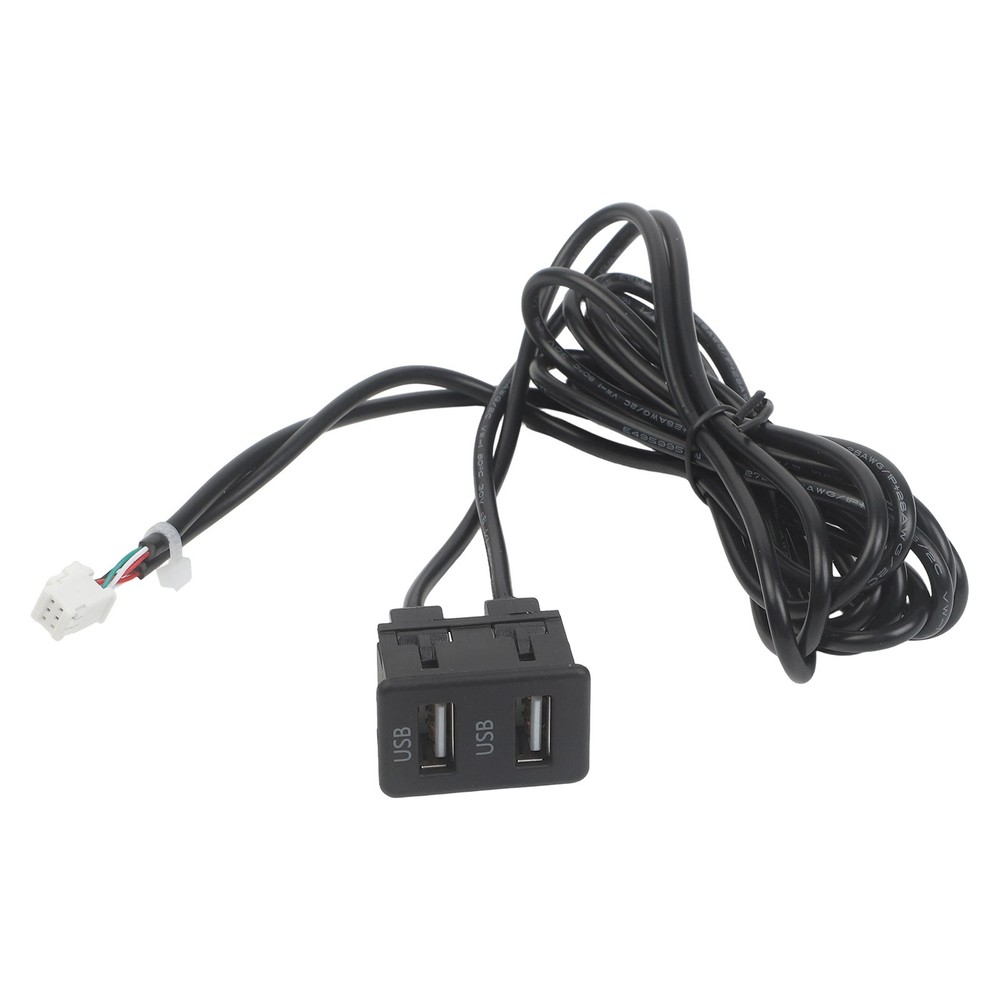 Car Navigation 6 Pin to USB Panel Dual USB Port with Audio Input Cable