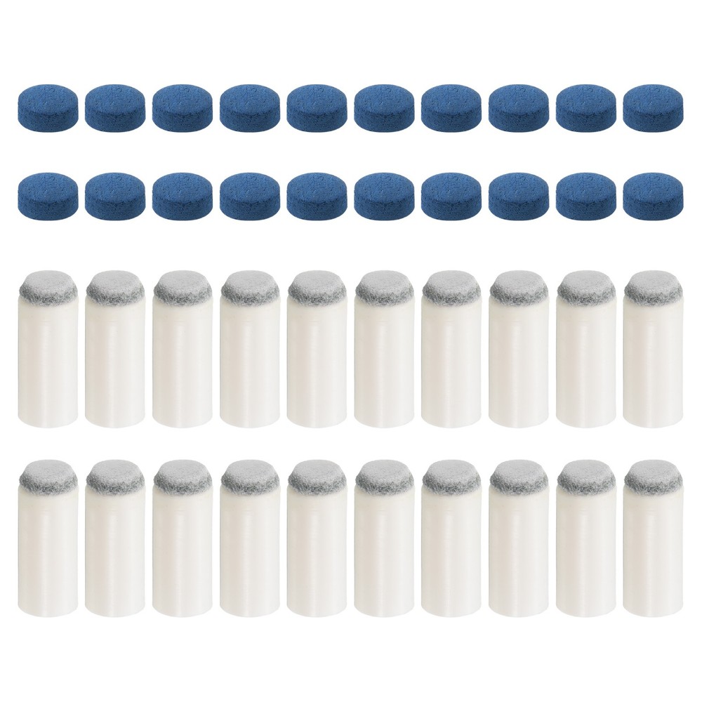 9mm Billiard Stick Tips Set, 20 Pairs, Blue Grey