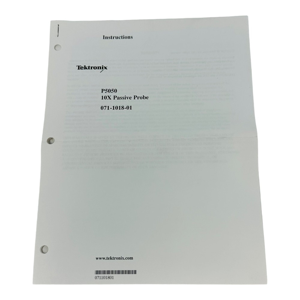 TEKTRONIX P5050 10X PASSIVE PROBE INSTRUCTIONS