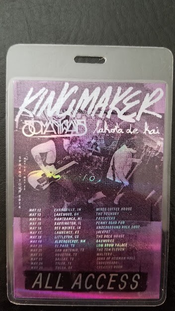 KINGMAKER - ORIGINAL 2014 SPRING TOUR LAMINATE BACKSTAGE PASS