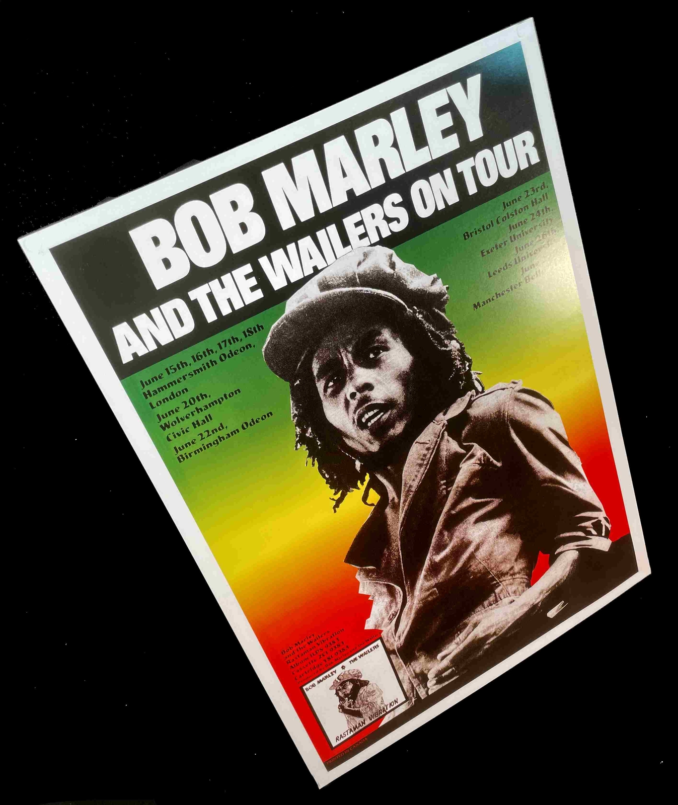BOB MARLEY AND THE WAILERS ON TOUR United Kingdom 1976 by Bob Masse Includes COA