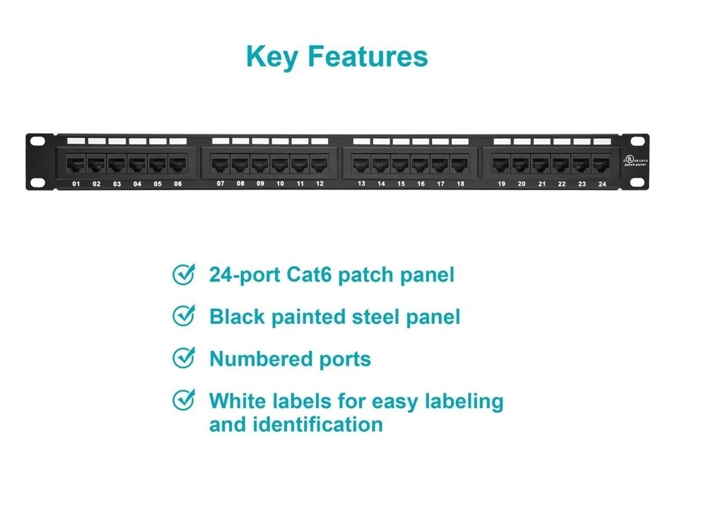 24-PORT CAT.6 Communication Circuit Accessory PATCH PANEL 19" NEW