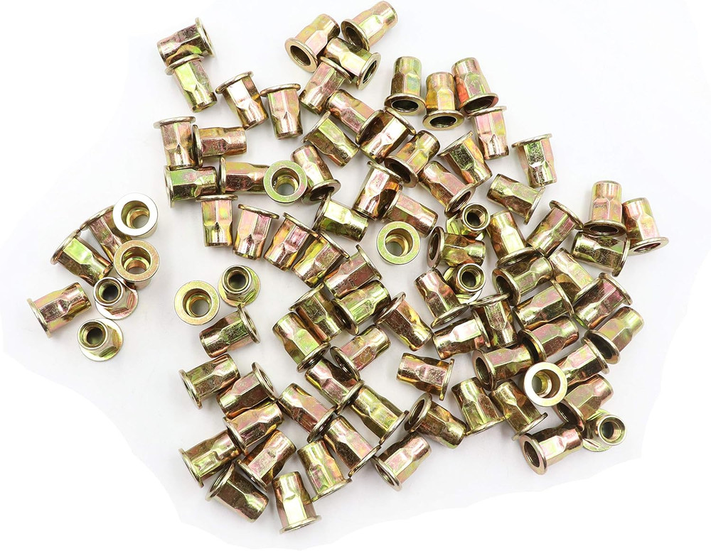 LBY 60Pcs Carbon Steel Rivet Nuts, M6 Thread Insert Nutsert (Half-Hexagonal) Riv
