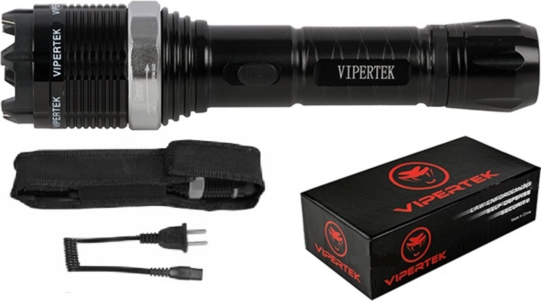 VIPERTEK 650 BV Rechargeable Metal Stun Gun / ZOOM LED Flashlight