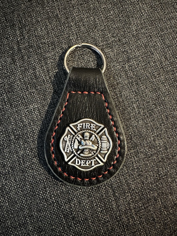 Leather Firefighters Key Fob Keychain