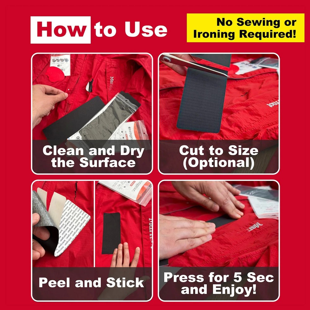 Self-Adhesive, Waterproof Polyester Repair Patches (2 Pack)