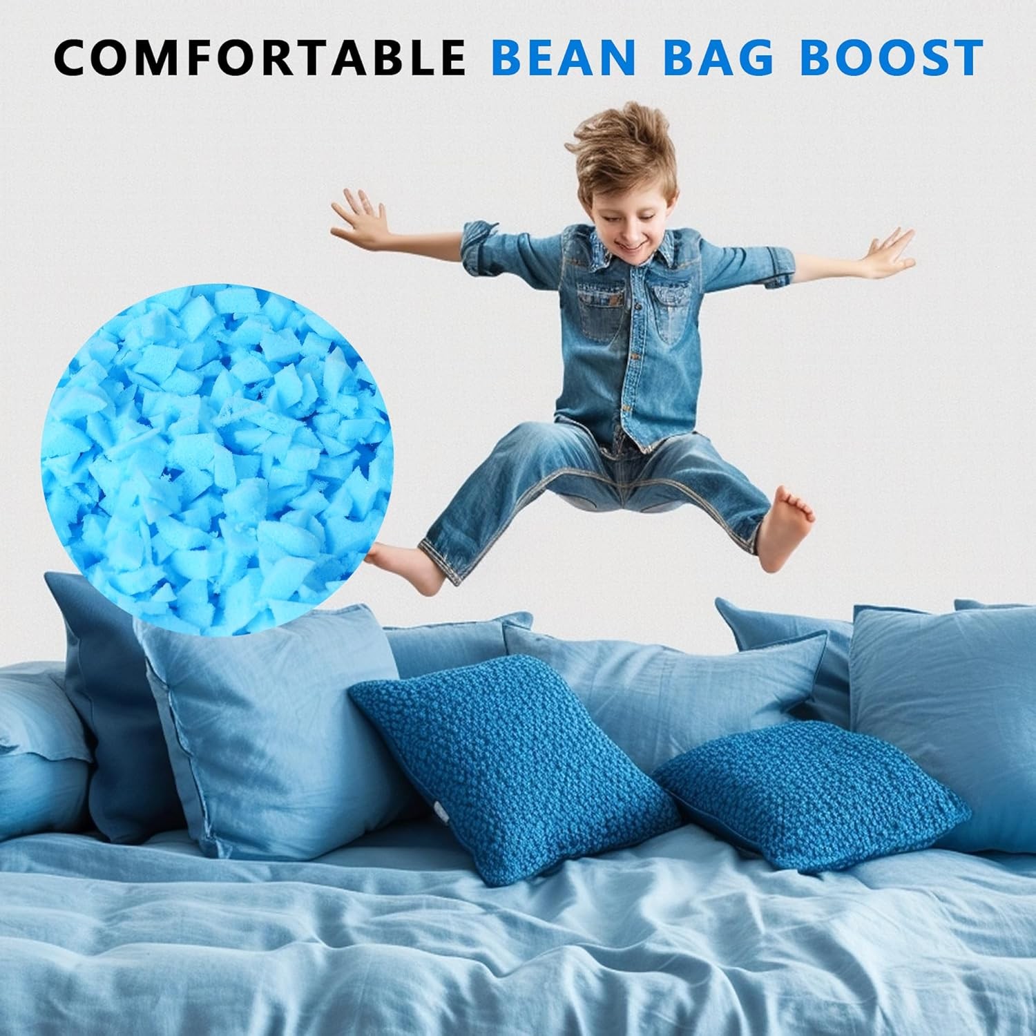 10 LBS Bean Bag Filler,Comfortable and Soft Bean Bag Chair Filler Memory Foam