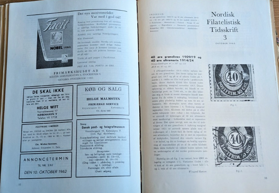 Danish Stamp Journals bound 1950-1963 in Danish DK Philatelist Union