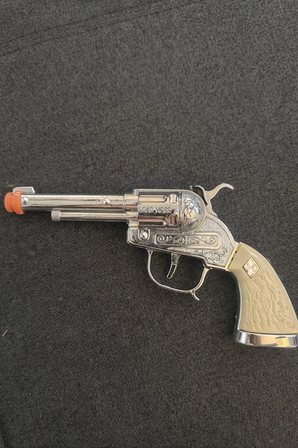 Vintage Hubley Cap Gun With White Stag Grips ~ WORKS!