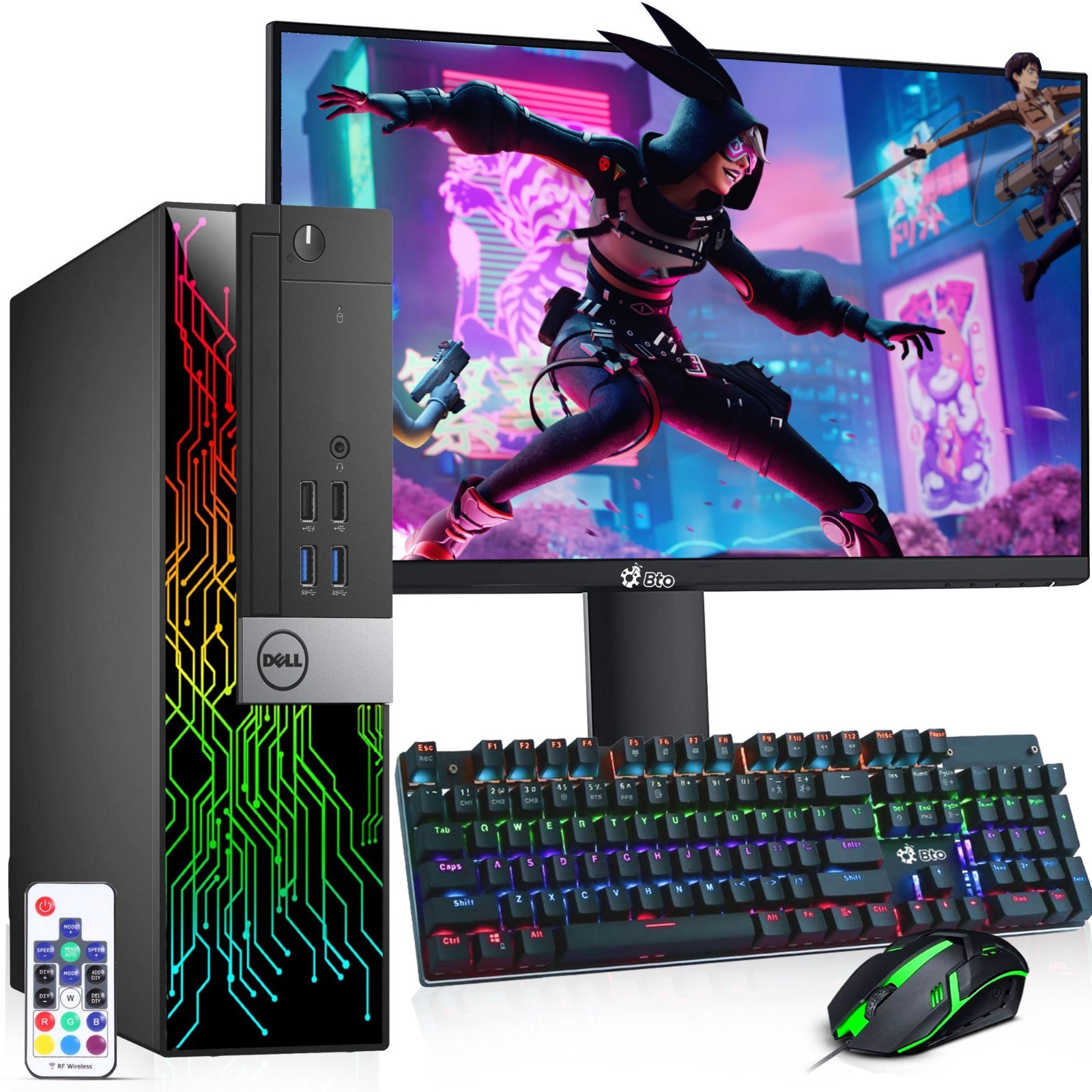 Dell SFF RGB Gaming PC intel i5-6th 32GB RAM 1TB SSD HDD GTX 24" LED Windows 11