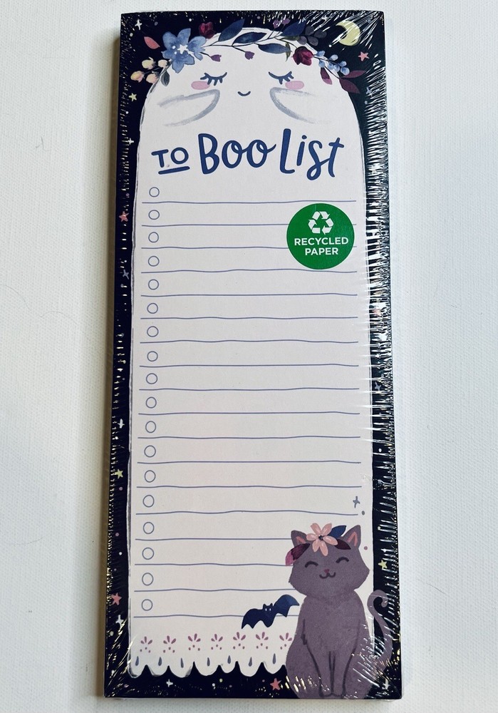 Clementine Magnetic Notepad Ghost Cat Bat Fall Moon Halloween NEW