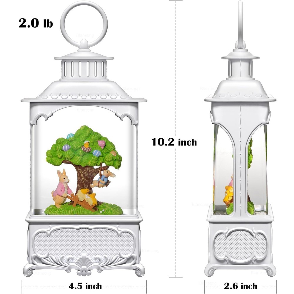 Easter Snow Globe Lantern Bunny Tree with Timer, USB and Battery Powered, Eas...