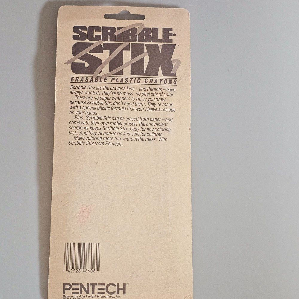 Pentech Scribble Stix Erasable Plastic Crayons 8-Pack Non-Toxic Sharpener & Eras