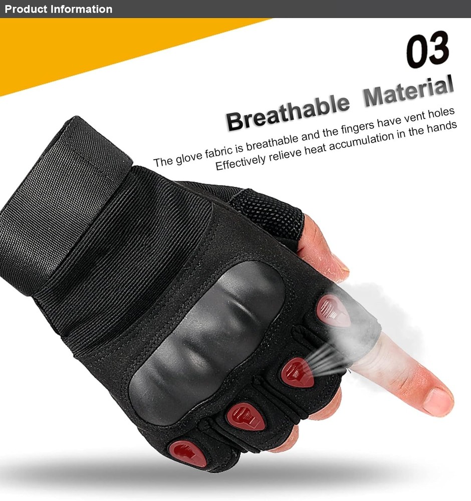 Knuckle Protection Fingerless Workout Training Gloves