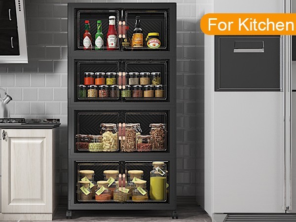 UAMFURI Extra Large Stackable Storage Bins with Lids & Wheels & Door Containers