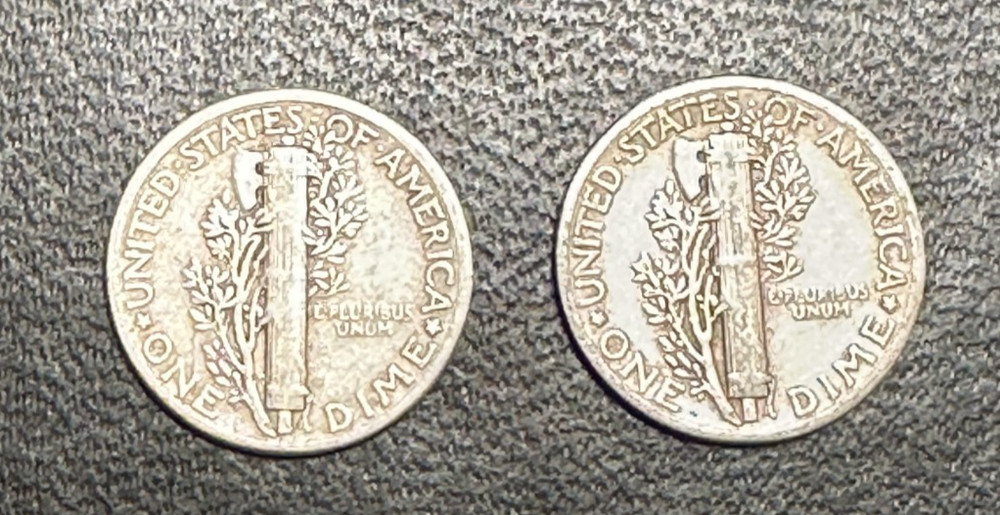 Two Mercury Silver Dimes - $0.20 Cents Constitutional 90% Silver