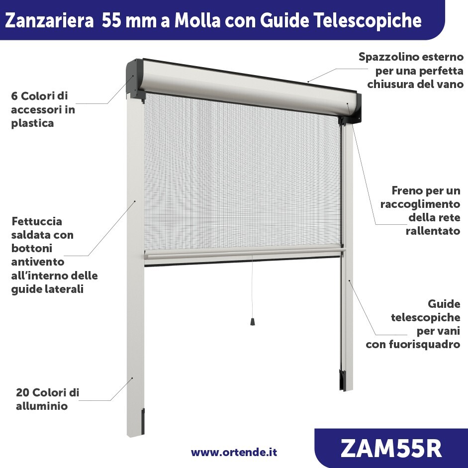 55mm "Ruler" Roller Windproof Mosquito Net, Vertical, Spring, CUSTOMIZED