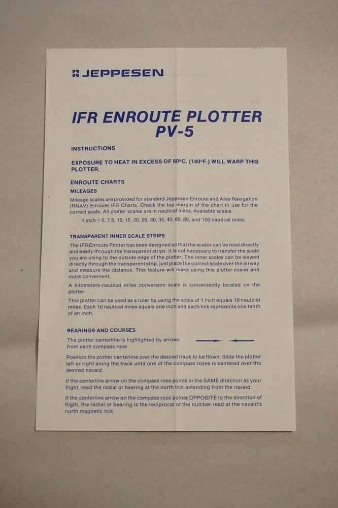 JEPPESEN IFR ENROUTE PLOTTER Model # PV-5 