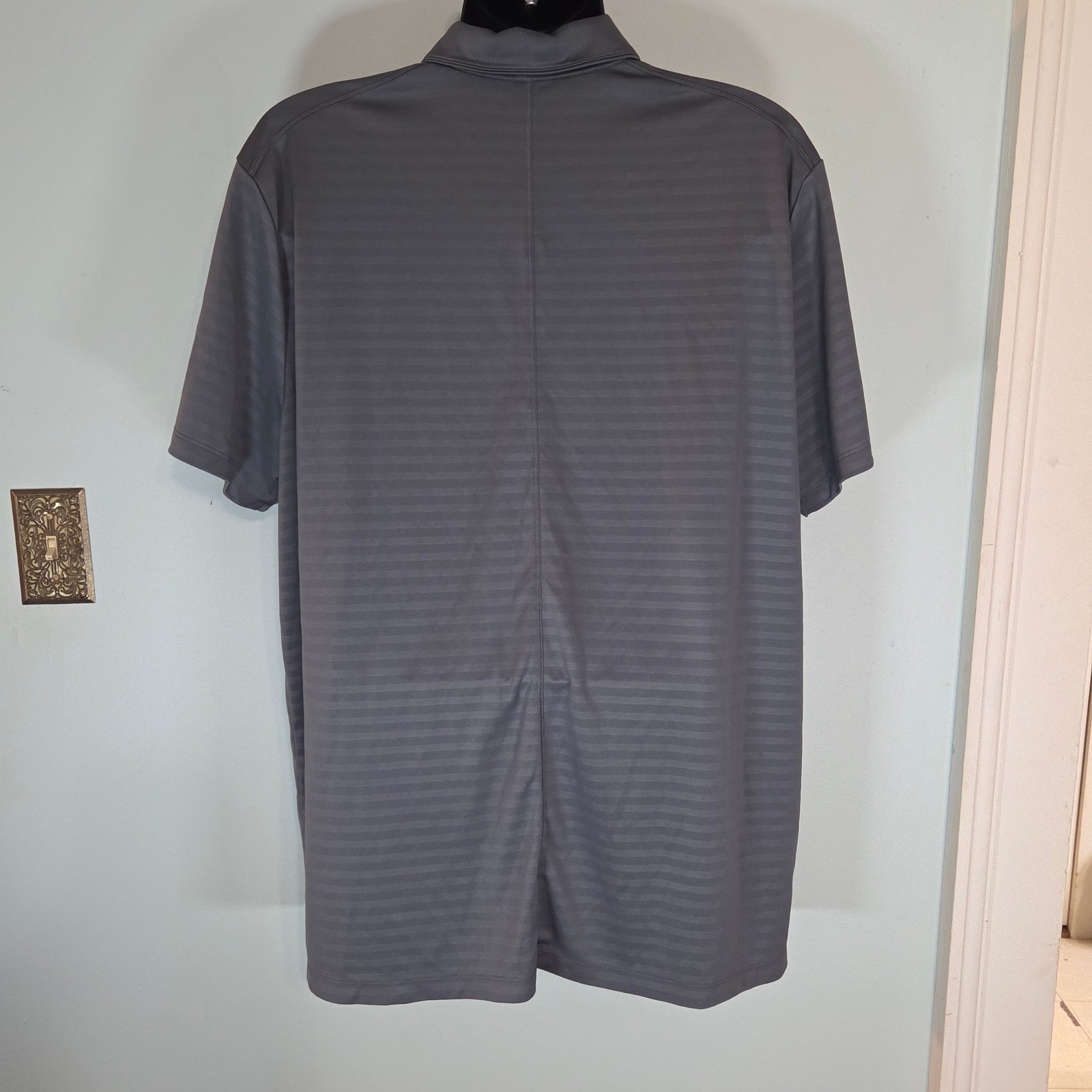 Nike Dri-FIT Gray Striped Golf Polo Shirt Athletic Men's XXL