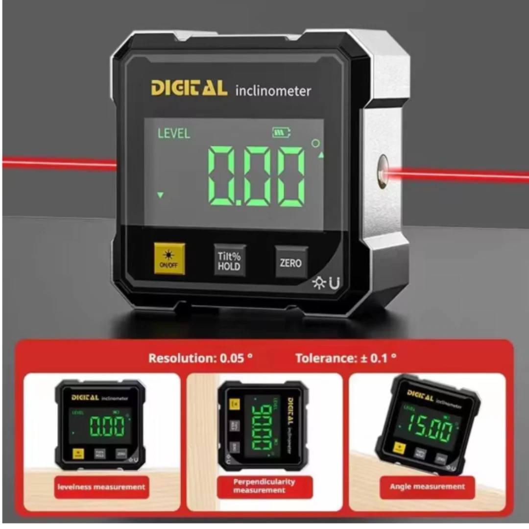 Digital Angle Finder with Electronic Laser 4-Side Magnetic Angle Gauge US