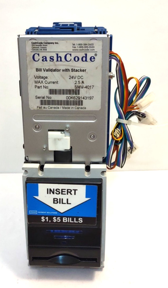 Crane SMV-4017 Bill Validator With Stacker Acceptor $1 & $5