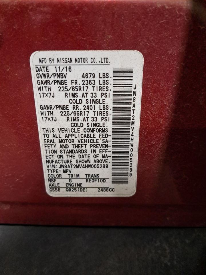 Rh Passenger Side 2017 Rogue Camera/Projector Sku#4354719