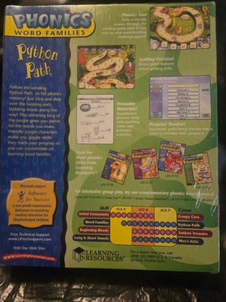 SEALED! Learning Resources Python Path Phonics CD-ROM Software LER 5150 Win/Mac