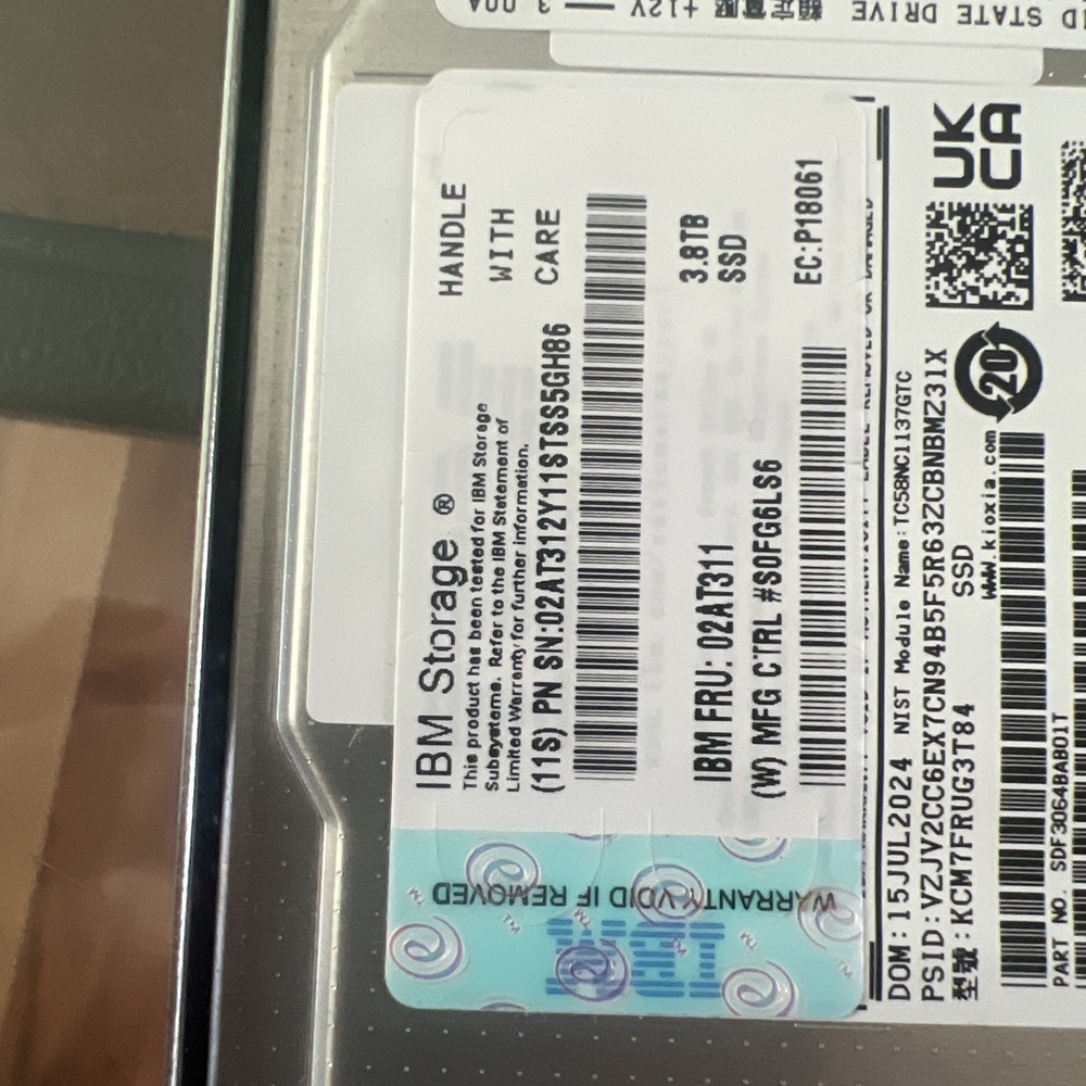 IBM storage 02AT311 3.8TB 2.5" SSD Solid State Drive TYPE C74-42