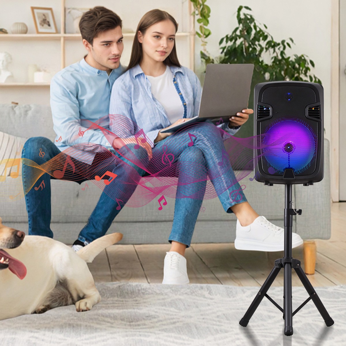 12'' 10000W Loud Large Party Speaker Bluetooth Heavy Bass Sound Party & Micphone
