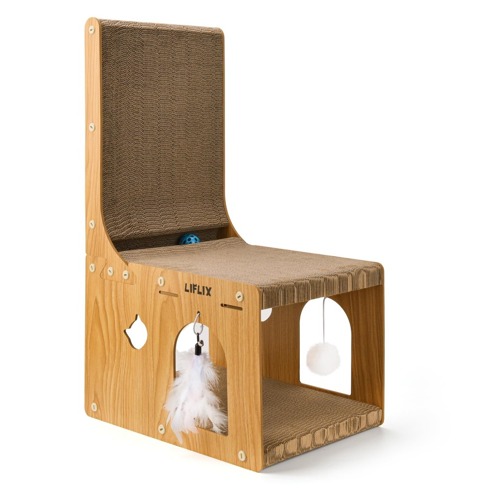 L-Shaped Double-Layer cat Scratching Board, Cardboard cat Scratching Post wit...