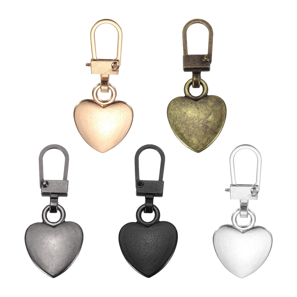 Zipper Pull Charm 5 Pcs Heart Shape Zipper Pull Replacement, Multicolor
