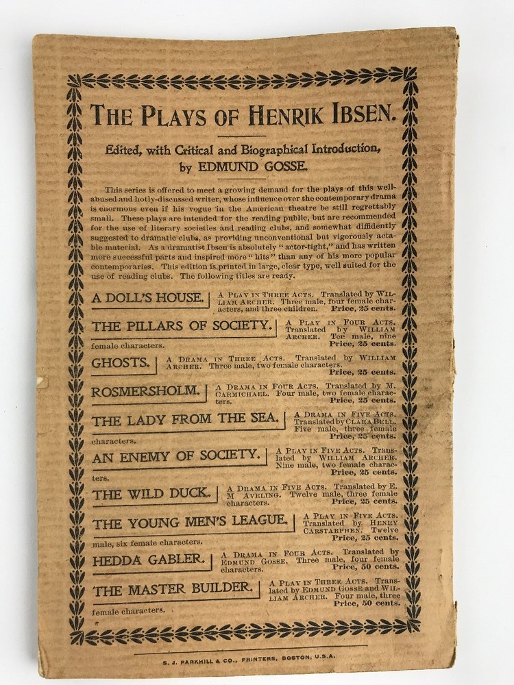 1889 Play Book Script "Enlisted For The War" Bakers Dramatic Publishing Chicago