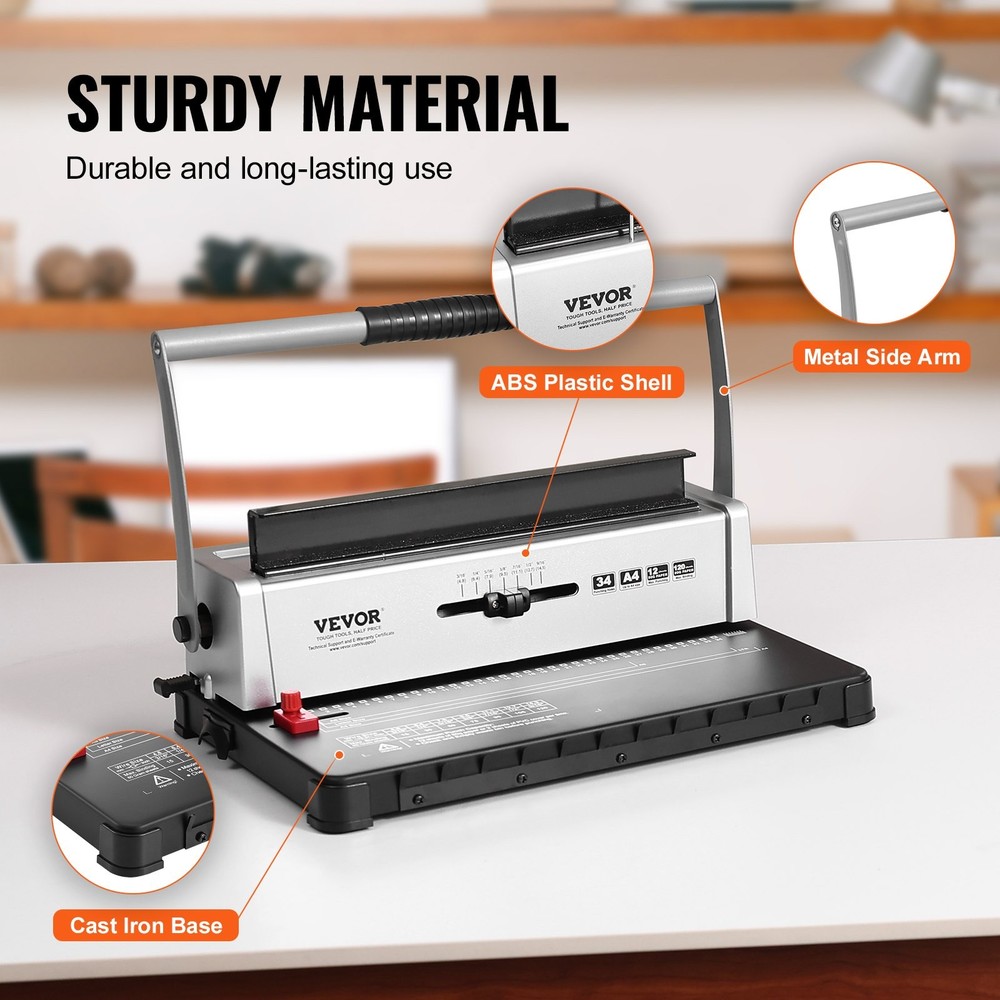 Coil Spiral Binding Machine,Manual Book Maker 34-Holes Binding 120 Sheets,Punc