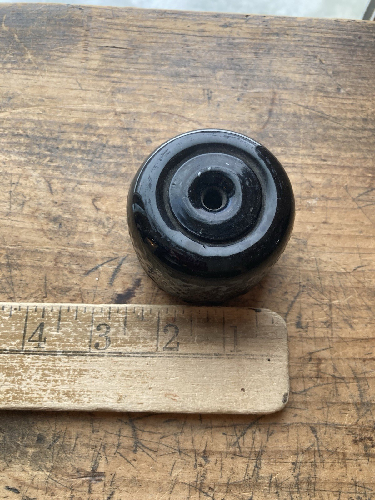 OPEN PONTIL 3 MOLD Coventry DIAMOND GEOMETRIC INKWELL AMBER