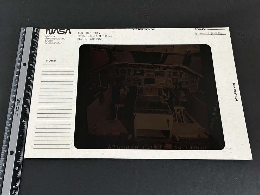 1977 NASA KSC Space Shuttle Orbiter Cockpit Controls Presentation Transparency