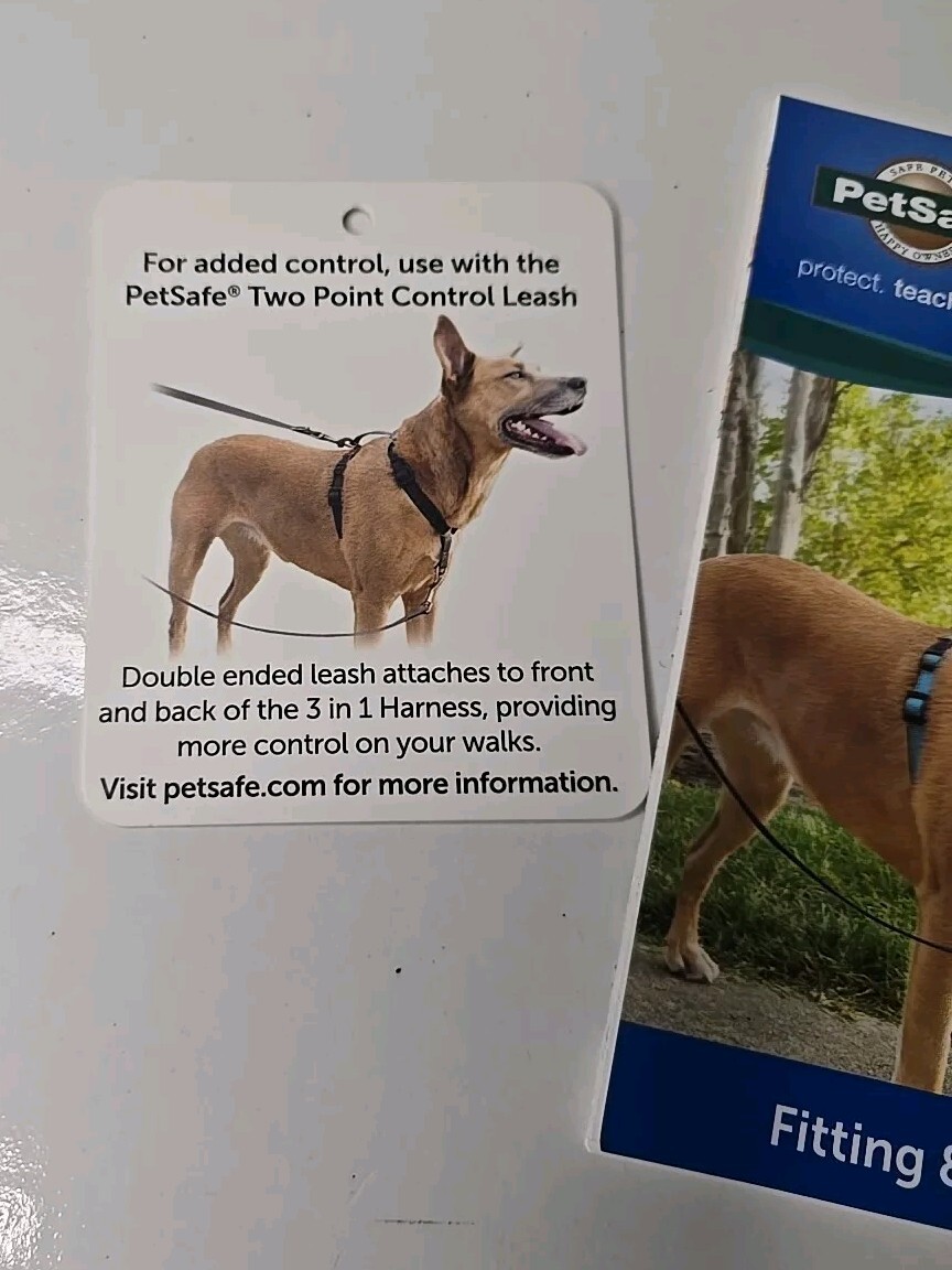 PetSafe 3 in 1 Dog Harness-MEDIUM-Teal-No Pull Design-Car Restraint-Reflective