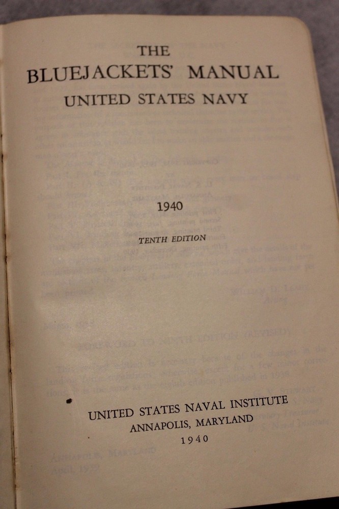 Original Early WW2 U.S. Navy "The Blue Jackets'' Book, Named & 1940 dated