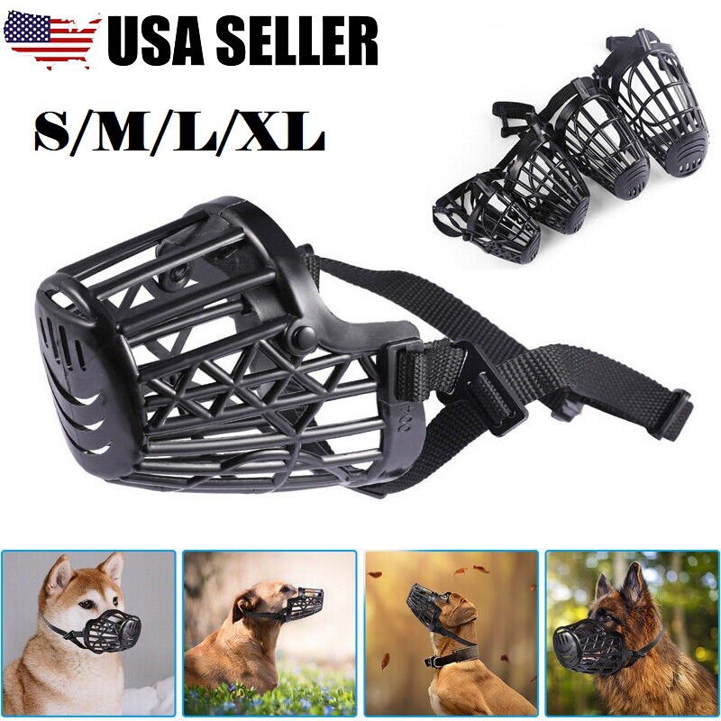Large Pet Dog Basket Muzzle Mouth Cover Mesh Cage NoBarking Biting Chewing USA