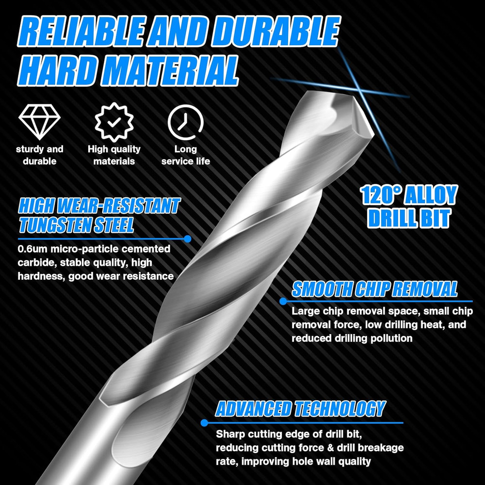 1/8" Drill Bits Solid Carbide Drill Bits, Tungsten Carbide Drill Bit Set, Metal