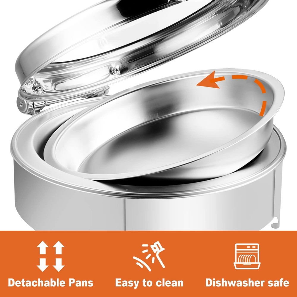 Electric Round Chafing Dish Buffet Set 6 Quart Temp. Adjustable Chaffing Serv...