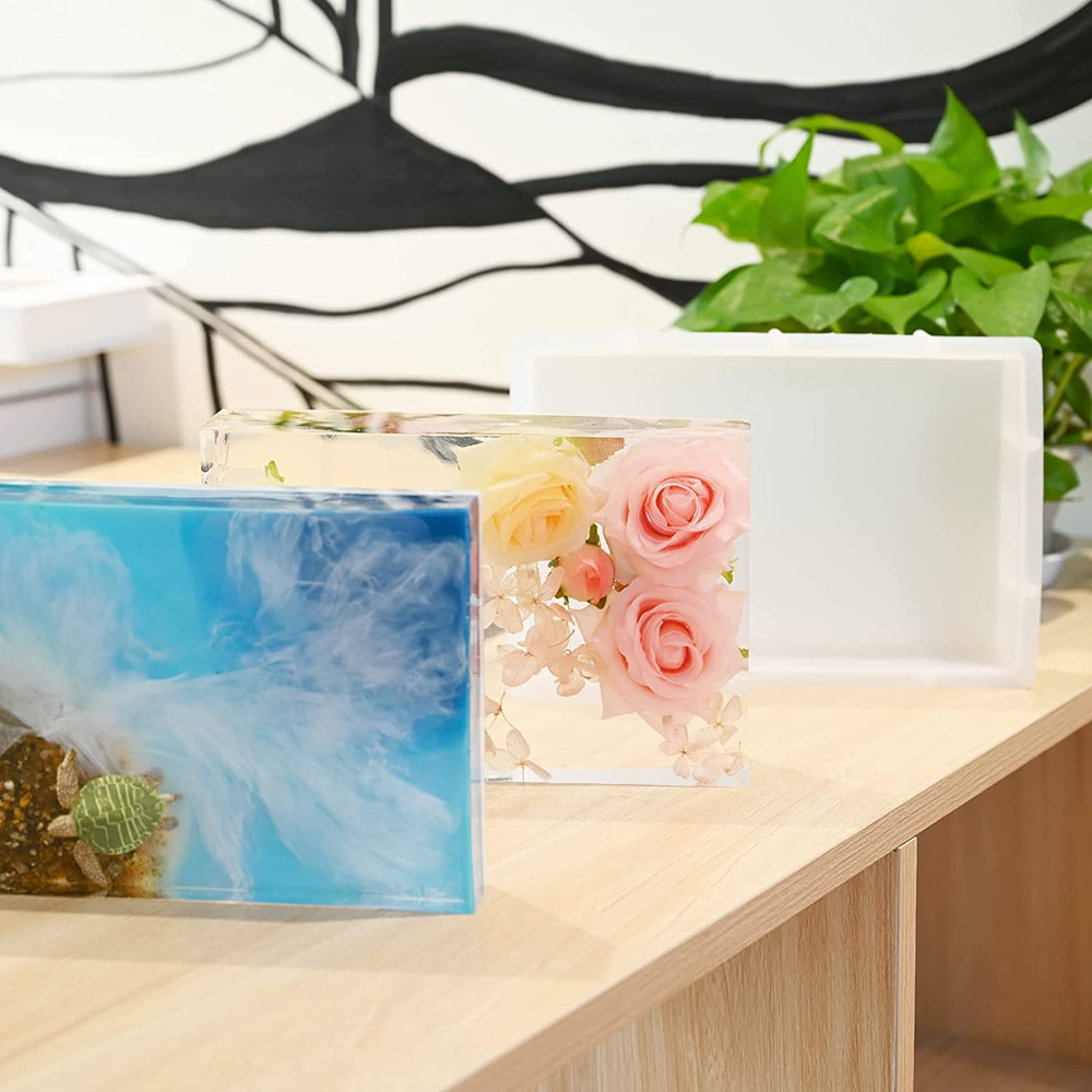 9″ Rectangular Silicone Molds for Epoxy Resin, Crystal Deep Casting Epoxy Mold f
