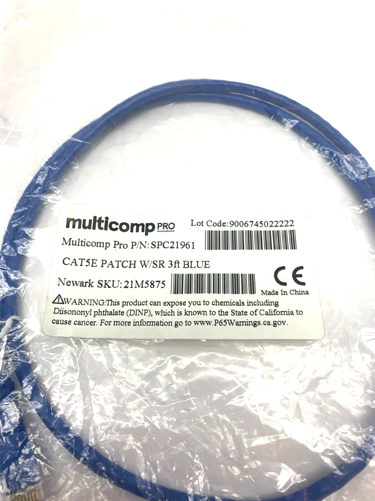 Multicomp SPC21961 Cat5E Patch Cable w/SR 3ft Blue